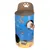 Scratching barrel with underwater design, multiple openings and a cat looking out from one opening. Top made of cardboard with paw print motif.