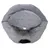 Grey, round pet bed with removable cover and a small opening. Inside visible: soft cushion for comfort.