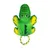 Green crocodile toy with yellow accents and a rope ring at the bottom, suitable for pets.