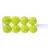 Otte gule tennisbolde i en hvid netpose.