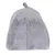 Grey, triangular pet bed made of soft fabric with a loop on top.