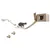 Wall-mounted climbing and play set made of wood with suspension bridge, lying surface and cat house. Two cats demonstrate use of the set.