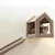Katzenhaus aus weichem Stoff mit Rampe, beige. Katze sitzt im Haus und schaut heraus.