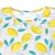 T-shirt blanc à motif citrons jaunes et feuilles vertes, col rond visible. Matière textile lisse.