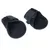Zwei schwarze Hufschuhe mit Klettverschluss, Etiketten mit Aufschrift 'Full' und 'Soft Travel'.