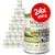 Wolf of Wilderness Green Fields 24 x 400g tins, 100% grain-free, lamb with fruits of the forest, roots and wild herbs. Large red badge shows '24x 400g'.