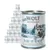 Little Wolf of Wilderness Blue River Junior chicken & salmon with fruits, roots and wild herbs, 100% grain-free, 400g tin. Multiple tins stacked in background.