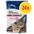 Feline Porta Feines Hühnerfleisch, pur, ohne Zuckerzusatz, 24x Portionsbeutel. Serviervorschlag mit Katzenbild und Schale Hühnerfleisch. Feline Porta Feines Hühnerfleisch, pur, ohne Zuckerzusatz, 24x Portionsbeutel. Serviervorschlag mit Katzenbild und Schale Hühnerfleisch.