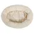 Oval-shaped, cream-coloured plush pet bed with raised padded sides and a soft inner surface, shown from above.