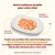Assiette avec saumon, potiron, riz et bouillon de poisson. Texte : recettes HFC formulées avec viande et/ou poisson propres à la consommation humaine, désormais aliments pour chat.