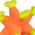 Jouet pour animal en tissu orange avec extrémités vertes texturées, forme étoilée visible. Matière : tissu et maille synthétique.
