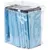 Piscina plegable azul para mascotas, empaquetada en bolsa de plástico transparente con cremallera. Estructura visible de paneles rígidos y bordes reforzados.