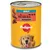 Pedigree Adult Hundefutter in Pastete, mit 3 Sorten: Rind, Lamm, Huhn. Gelbe Dose mit rotem Logo und Fleischabbildungen.