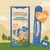 Meowee! Savoury Spoonables mit echtem Thunfisch, ohne künstliche Farb- und Konservierungsstoffe. Verpackung zeigt 4 Portionen und eingebauten Löffel für weniger Verschmutzung.