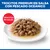 Trocitos Premium en salsa con pescado oceánico, servidos en un plato. Texto: Trocitos en salsa.