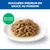 Bouchées Premium en sauce avec poisson, servies sur une assiette blanche. Texte : Bouchées en sauce. Bouchées Premium en sauce avec poisson, servies sur une assiette blanche. Texte : Bouchées en sauce.
