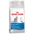 Bag labelled Royal Canin Indoor 27, for indoor cats. Features include odour reduction, moderate energy content, and hairball regulation. Text in multiple languages visible on packaging.