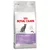Bag labelled Royal Canin Sterilised 37, calorie control, for sterilised cats. Highlights high protein content and supports a healthy urinary system. Text in multiple languages.