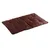 Coussin rectangulaire matelassé marron, tissu visible, étiquette de marque cousue dans un coin. Aucun autre élément ou texte apparent.