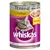 Whiskas kattenvoer in terrine met gevogelte, mit frischem Fleisch, zonder suiker, nieuw. Afbeelding van een kat en vleesblokjes op het blik zichtbaar.