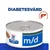 Hill's Prescription Diet m/d våtfoderburk, texten DIABETESVÅRD ovanför samt ikon med lever. Synlig Hill's-logotyp och produktnamn på burken.