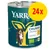 YARRA Chunks with chicken, nettle & tomato, lot de 24 boîtes. Certificat bio NL-BIO-01 et label Beter Leven 3 étoiles visibles sur l’emballage.