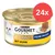 Purina Gourmet Gold paté fine con pollo, 24x lattina. Immagine di una lattina dorata con un gatto bianco e un pezzo di paté su un piatto. Purina Gourmet Gold paté fine con pollo, 24x lattina. Immagine di una lattina dorata con un gatto bianco e un pezzo di paté su un piatto.