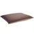 Coussin rectangulaire pour animal, tissu marron sur le dessus et beige sur le côté, fermeture éclair visible sur un bord.