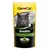 GimCat GrasBits, natürliche Vitamine aus Gras, gesunder Leckerbissen ohne Zuckerzusatz. Verpackung mit Bild einer grauen Katze und grünen Snacks.