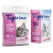 Tigerino Katzenstreu Kombi-Paket: Crystals bunt parfümfrei + Premium Babypuderduft - pink (3 x 5 l) + Babypuderduft (12 kg)