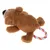 Giocattolo di peluche a forma di orso con pelliccia marrone e corda integrata in materiale bianco-rosso.