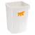 Hvid beholder med orange hundesymbol, egnet til opbevaring af foder eller tilbehør.