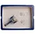 Cat litter tray with blue rim, filled with clumping litter. A blue litter scoop lifts a clump from the litter.