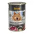 Boîte Belcando Dog Food, agneau avec riz et tomates, 400 g. Texte visible : Super Premium Quality, Made in Germany, avec graines de chia. Images d’un chien, viande, riz, tomates.