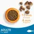 Croquettes pour chat adulte 1+ ans, diamètre 10 mm, épaisseur 4 mm, présentées dans une gamelle orange et en gros plan. Illustration d’un poisson en bas à droite.