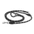 Black dog lead made of braided material with white accents and metal carabiners at both ends.