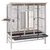Large bird cage made of wood and metal with multiple perches, pull-out tray and side feeding station.
