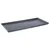 Rectangular plastic tray in dark grey with raised edge and ribbed surface.