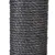 Gros plan sur un poteau recouvert de corde noire en sisal tressé, matériau visible utilisé pour griffoirs ou arbres à chat.