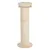 Scratching post made of light wood wrapped with sisal and padded lying surface on top.