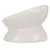 White, slanted ceramic bowl with elevated base, suitable for food or water.