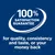 100% satisfaction guarantee for quality, consistency and taste, or your money back.