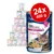 Feline Porta 24x400g Feines Hühnerfleisch pur. Ohne Zuckerzusatz, Best Seller. Serviervorschlag mit Katzenbild und Schale Hühnerfleisch.