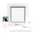 Puerta para mascotas SURE FLAP blanca, móvil con app mostrando un gato y accesorio blanco con orejas verdes. Texto: Concentrador disponible por separado.
