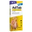 AdTab Compresse Masticabili per gatti 0,5–2,0 kg, elimina pulci e zecche, efficace per 30 giorni, 3 compresse, 12 mg lotilaner, marchio Elanco visibile sulla confezione.