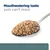 Spoonful of pet food with the text: Mouthwatering taste pets can’t resist.