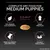 Complete dry food for medium puppies, 12,5 mm genomsnittlig foderbitsstorlek. No added colourants, high protein, high nutrient absorption, highly digestible. Text på engelska.