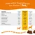 Feeding guide showing ingredient amounts per soft chew by weight: 1 chew for up to 15kg, 2 chews for 15-30kg, 3 chews for over 30kg. Ingredients and dosages listed in mg.