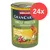 animonda GranCarno Single Protein + Superfoods ADULT, Huhn, Spinat, Himbeeren, Kürbiskerne, 24x. Viditelný nápis: 100 % frische Zutaten, ohne Getreide, ohne Gluten, Made in Germany.