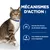 MÉCANISMES D’ACTION : Favorise des niveaux de pH urinaire optimaux (pH 5,9–6,1). Taux réduits de phosphore et de magnésium. Chat tigré avec collier bleu visible à gauche.